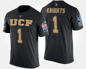 Men's UCF Knights Bowl Game Black #1 No.1 American Athletic Conference Peach Bowl Name and Number T-Shirt 683368-441