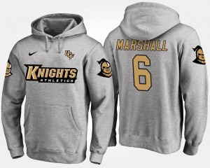 Men's UCF Knights Name and Number Gray Brandon Marshall #6 Hoodie 488995-841