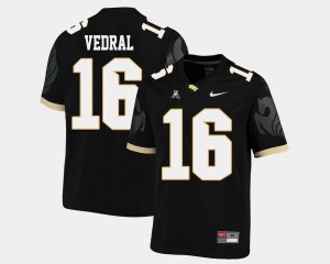 Men's UCF Knights College Football Black Noah Vedral #16 American Athletic Conference Jersey 745912-332