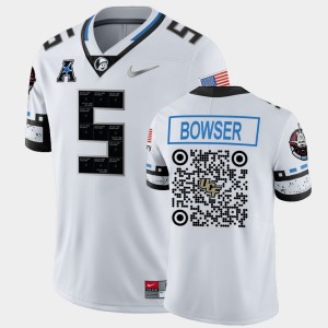 Men's UCF Knights College Football White Isaiah Bowser #5 QR Codes Space Game Jersey 439452-432