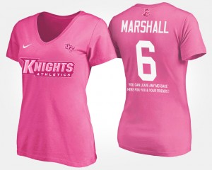 Women's UCF Knights Name and Number Pink Brandon Marshall #6 With Message T-Shirt 586003-797