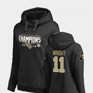 Women's UCF Knights 2018 Peach Bowl Champions Black Matthew Wright #11 Goal Hoodie 996275-769
