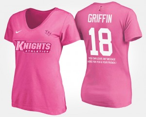 Women's UCF Knights Name and Number Pink Shaquem Griffin #18 With Message T-Shirt 398470-800